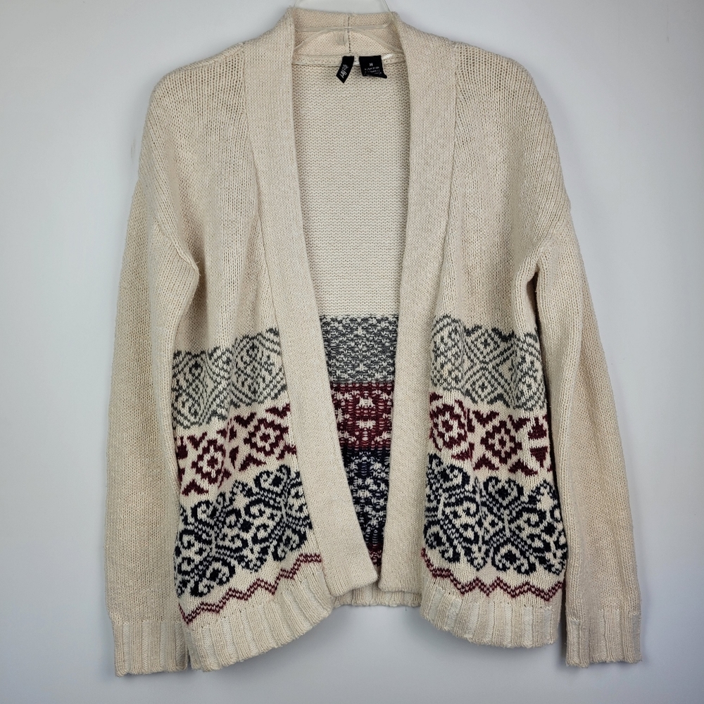 ULTRAFLIRT Open Cardigan Sweater Size M Cream Pockets Southwesten Boho